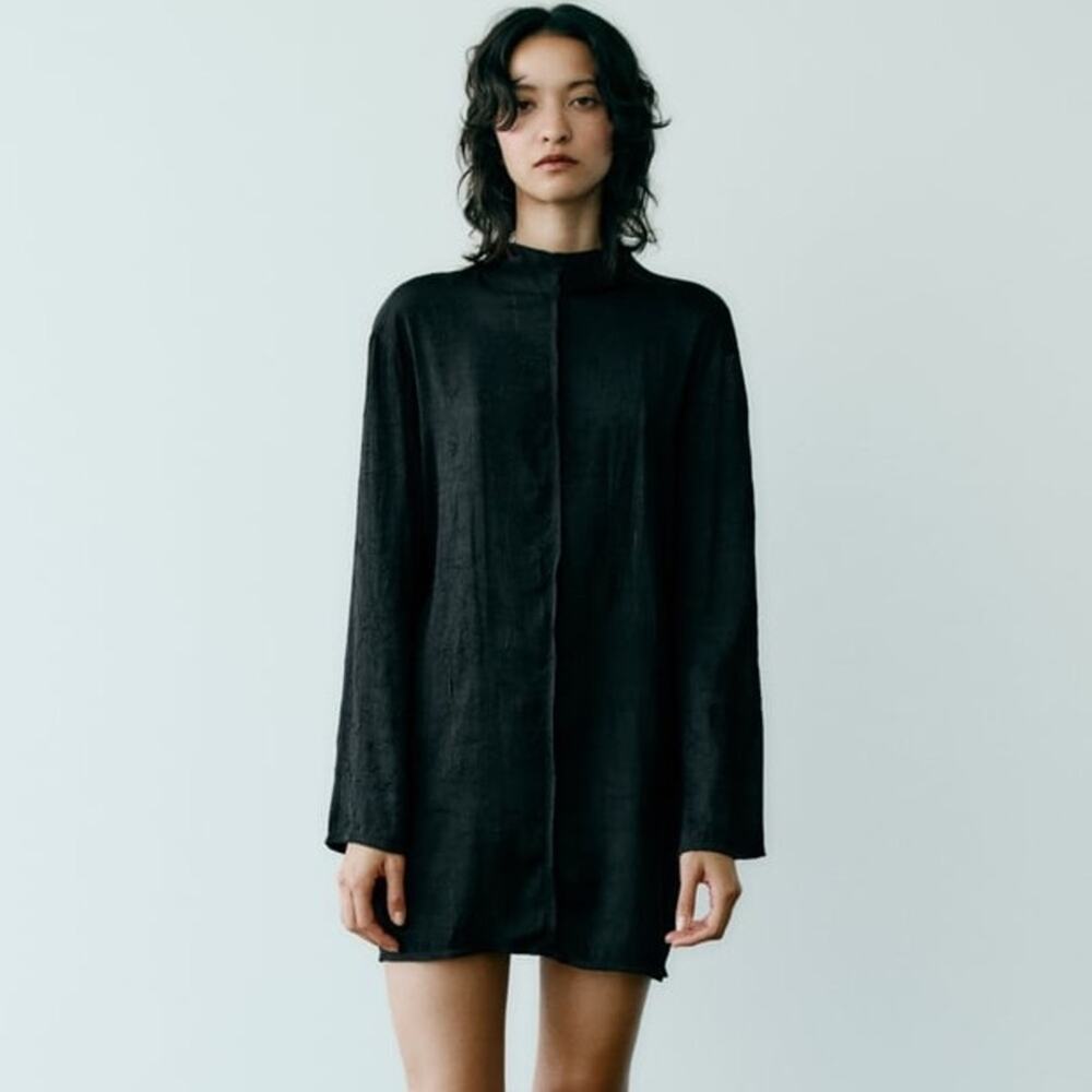 ZARA WRINKLED SATIN EFFECT MINI DRESS